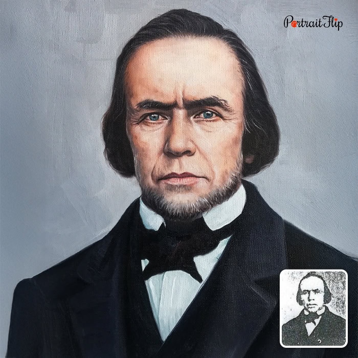 Victorian man personal oil painting from old photo